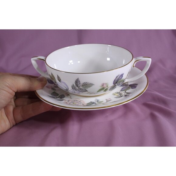 Royal Worcester June Garland 1 cup and saucer, cream soup pretty spring pastel - Picture 5 of 8
